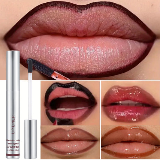 6-kleuren waterdichte lipliner Peel Off Tattoo Lipgloss Blijvende Matte Lip Tint Zwart Bruin Contour Tear-off Make-up Vlek Cosmetisch