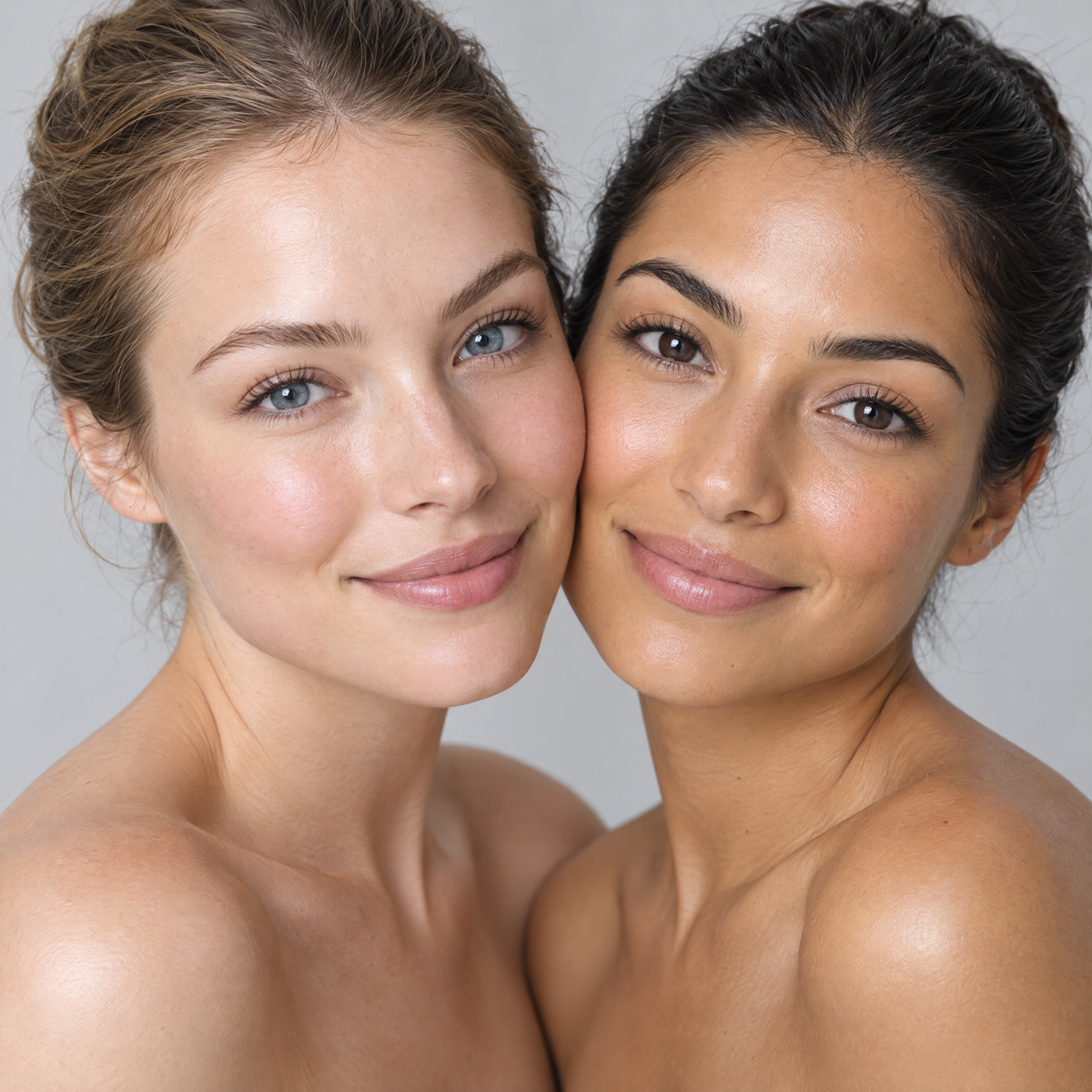 Twee vrouwen met een egale, natuurlijke huid